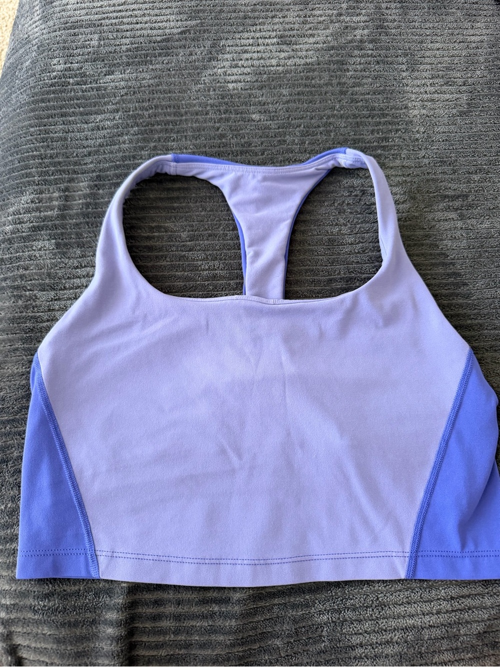 Athleta Lavender Racerback Sports Bra with Periwinkle Panels M